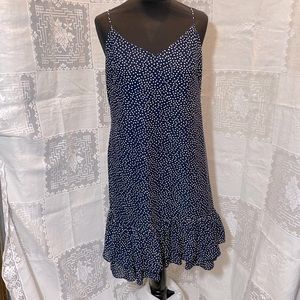 Vintage Navy Blue Polka Dot Mini Dress L - image 1